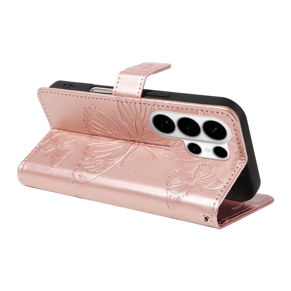 Nagy pillangó könyv tok Samsung Galaxy S26 Ultra készülékhez - rózsaarany