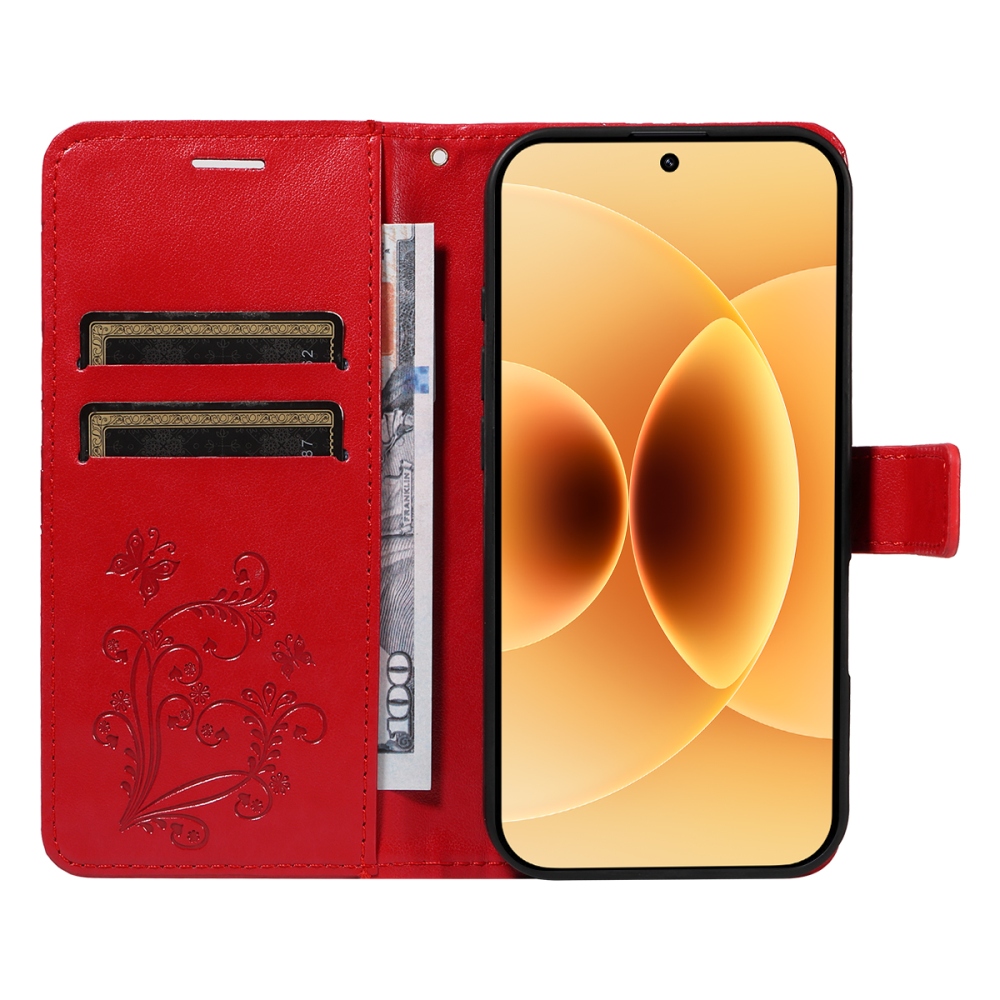 Nagy pillangó könyv tok a Xiaomi 17-hez - piros