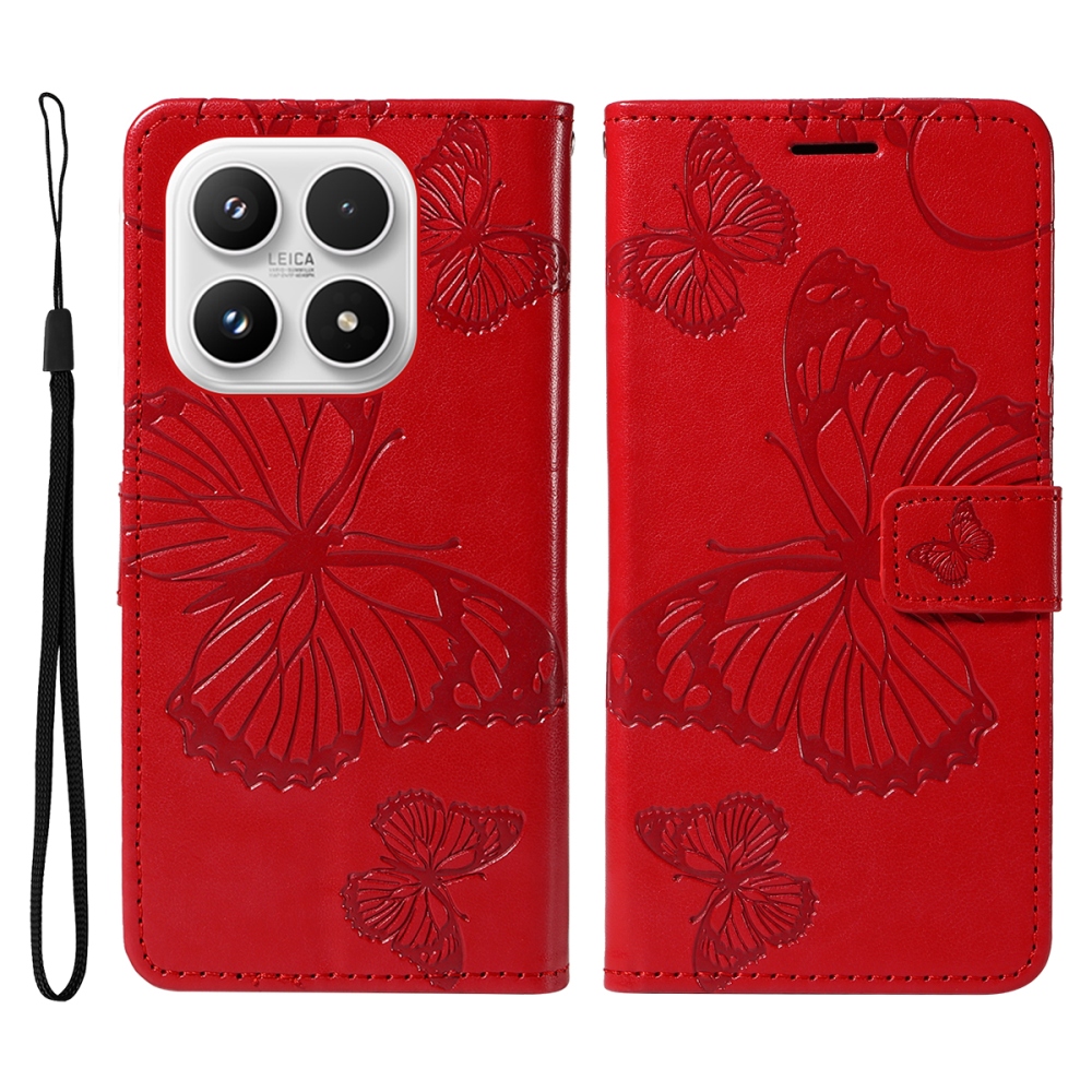 Nagy pillangó könyv tok a Xiaomi 17-hez - piros