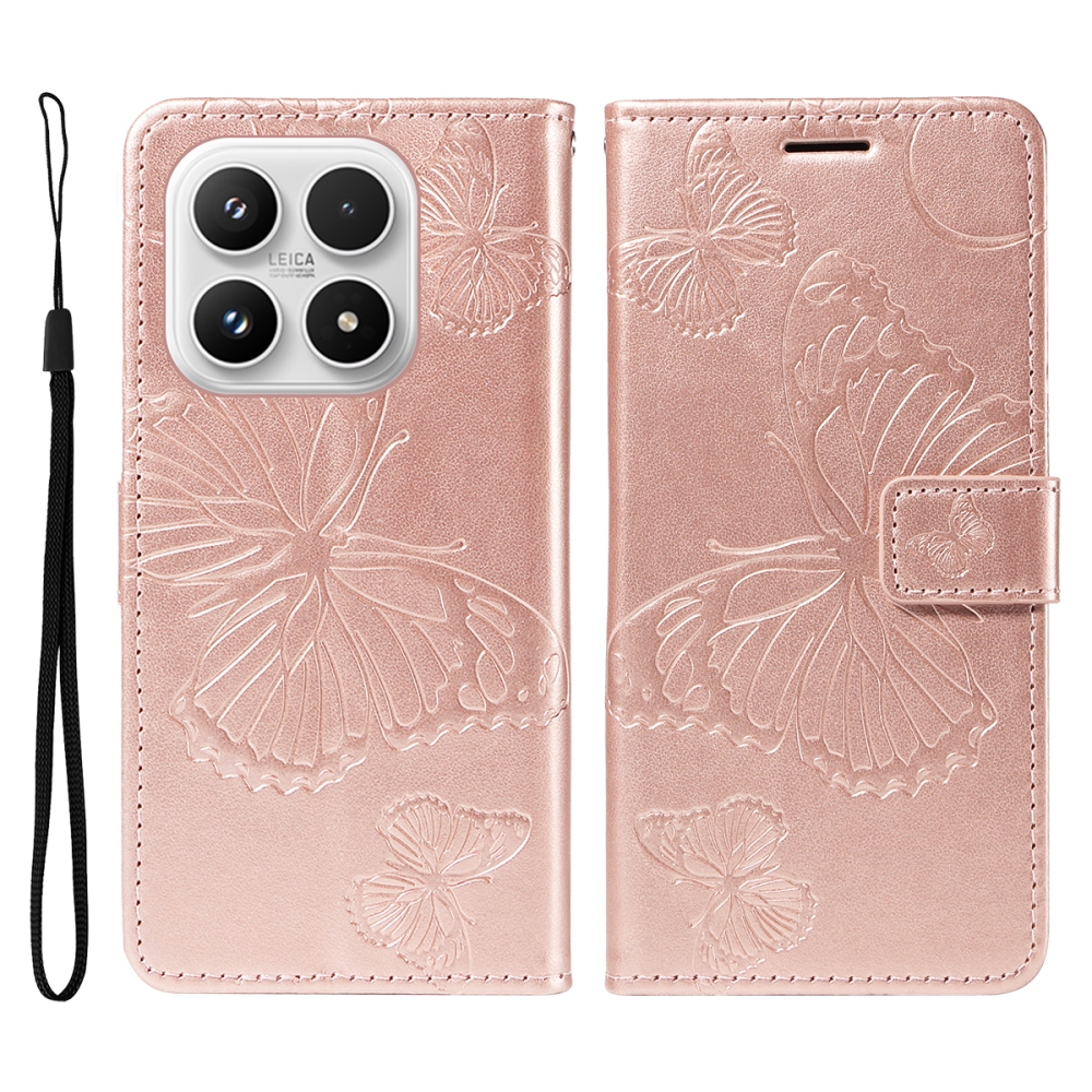 Nagy pillangó könyv tok Xiaomi 17 - rózsa arany