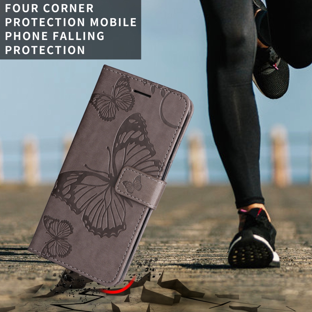 Nagy pillangó könyv tok a Xiaomi 17-hez - szürke