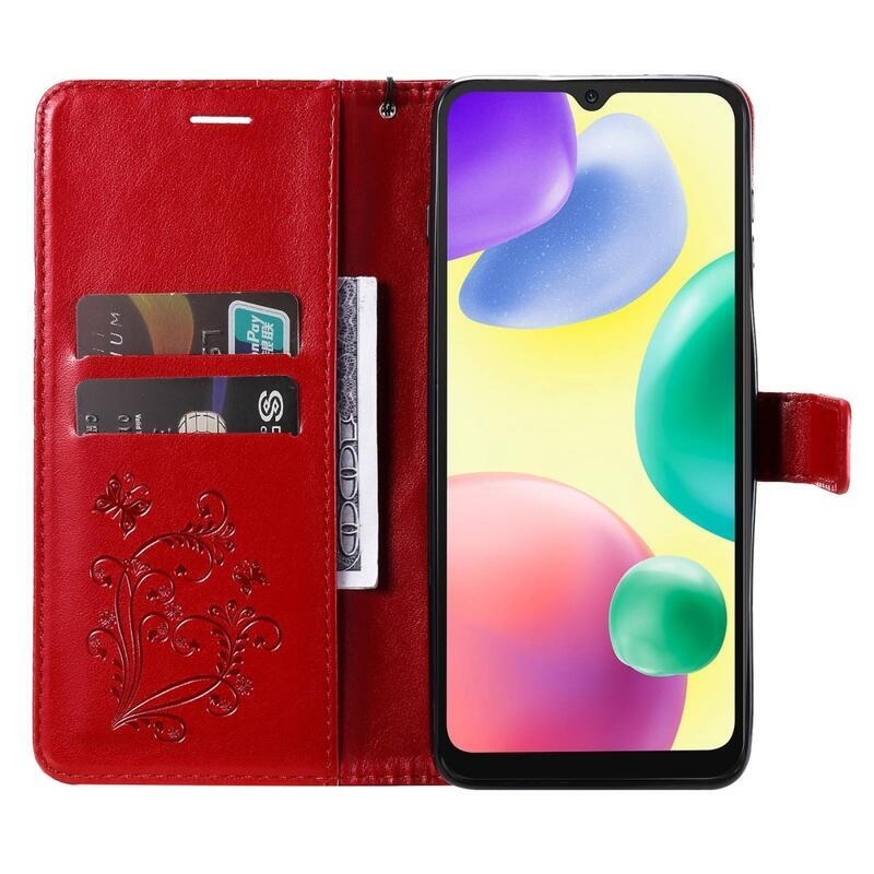 Nagy pillangó könyv tok a Xiaomi Redmi 10A-hoz - piros