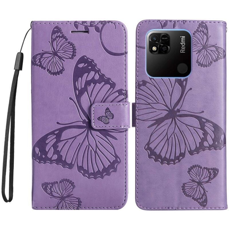 Nagy pillangó könyv tok a Xiaomi Redmi 10A-hoz - lila