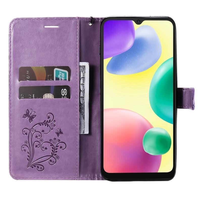 Nagy pillangó könyv tok a Xiaomi Redmi 10A-hoz - lila