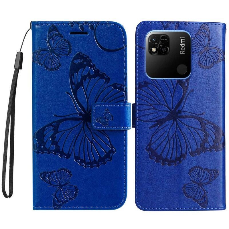 Nagy pillangó könyv tok Xiaomi Redmi 10A - kék