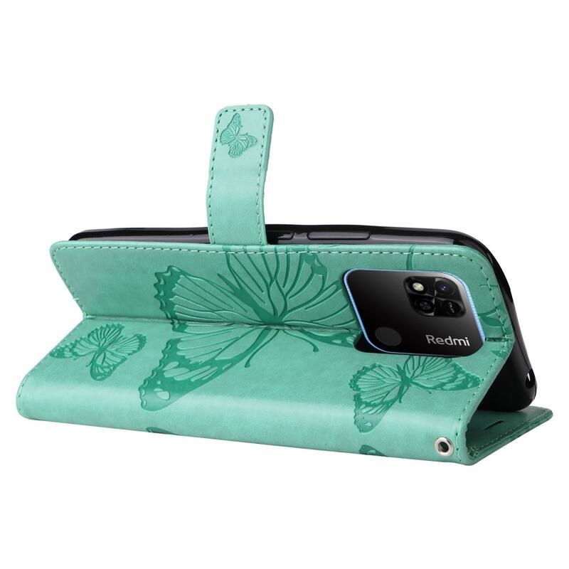Nagy pillangó könyv tok a Xiaomi Redmi 10A-hoz - teáskék