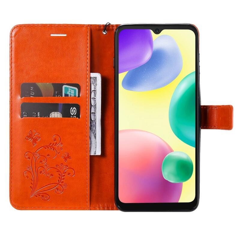 Nagy pillangó könyv tok Xiaomi Redmi 10A - narancssárga