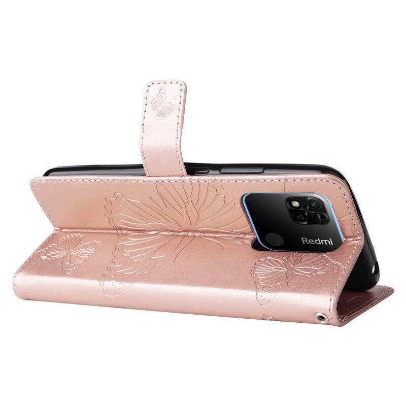 Nagy pillangó könyv tok Xiaomi Redmi 10A - rózsa arany