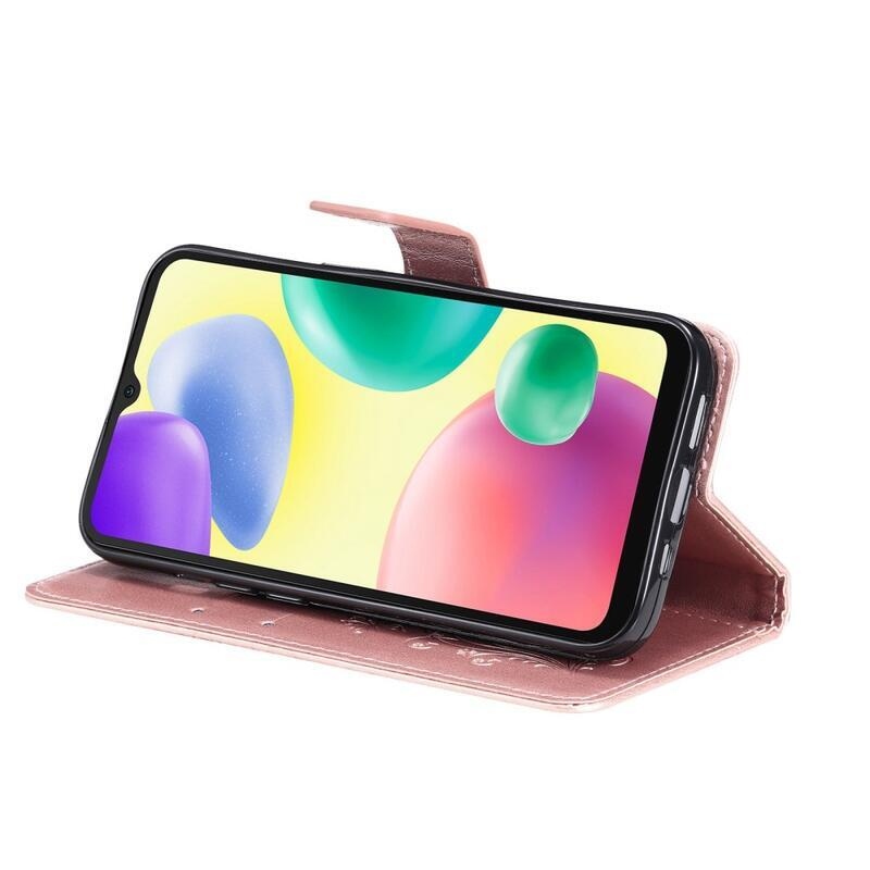 Nagy pillangó könyv tok Xiaomi Redmi 10A - rózsa arany