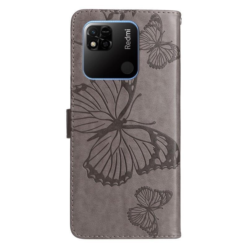 Nagy pillangó könyv tok a Xiaomi Redmi 10A-hoz - szürke