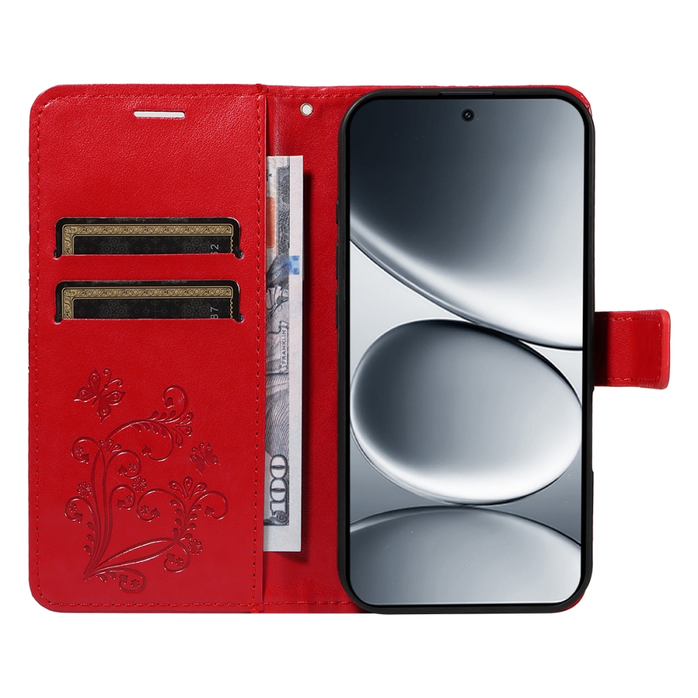 Nagy pillangó könyv tok a Xiaomi Redmi Note 15 Pro 5G-hez - piros
