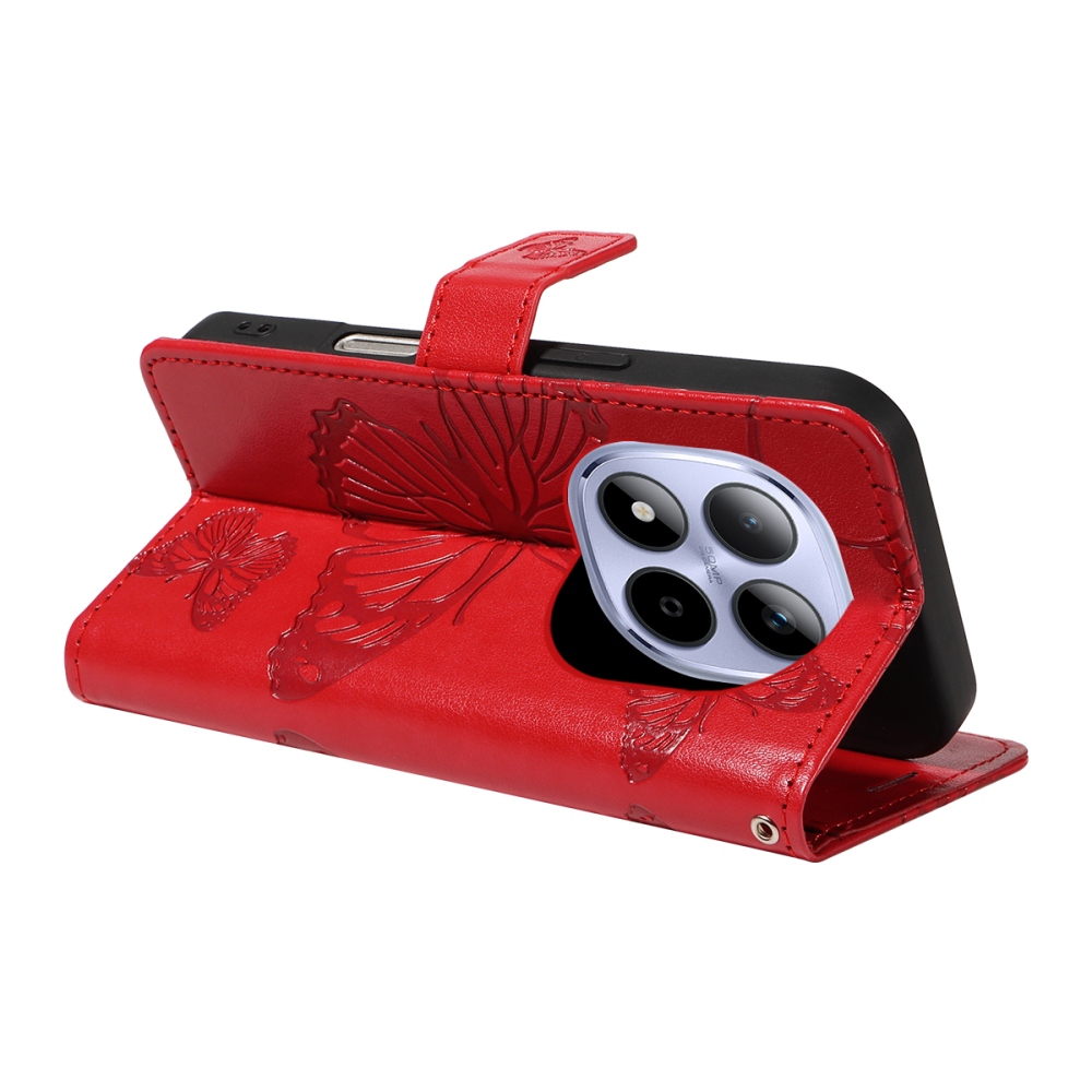 Nagy pillangó könyv tok a Xiaomi Redmi Note 15 Pro 5G-hez - piros