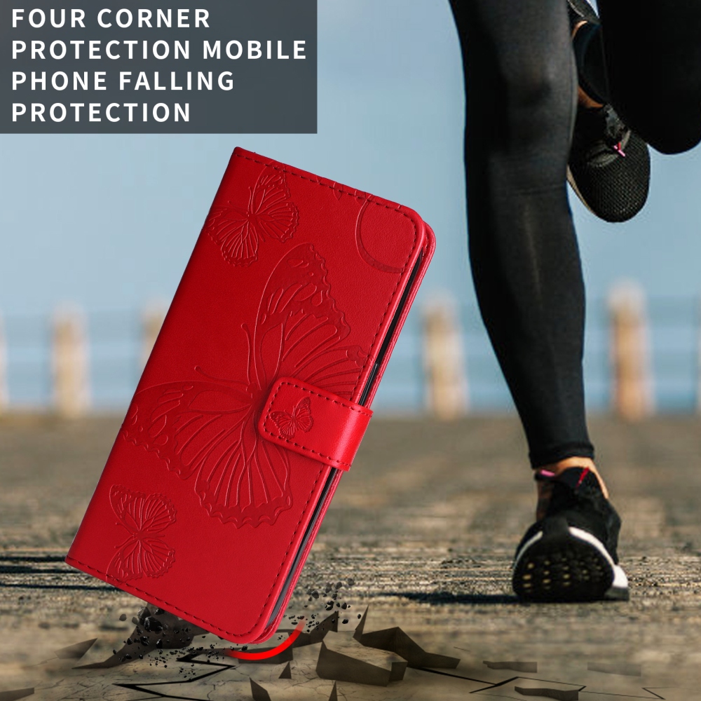 Nagy pillangó könyv tok a Xiaomi Redmi Note 15 Pro 5G-hez - piros