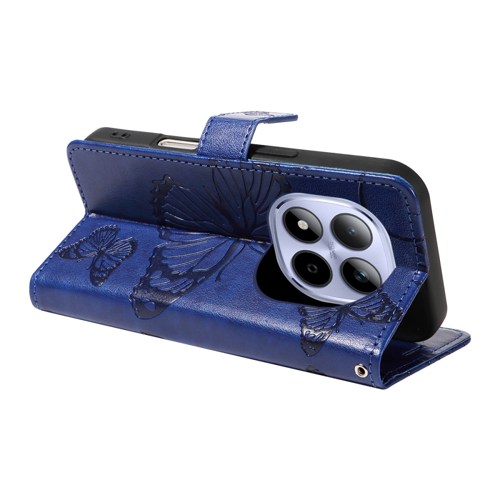 Nagy pillangó könyv tok a Xiaomi Redmi Note 15 Pro 5G-hez - kék