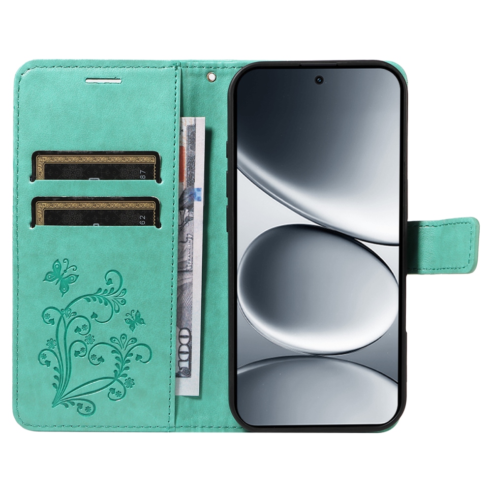 Nagy pillangó könyv tok a Xiaomi Redmi Note 15 Pro 5G-hez - teal színű