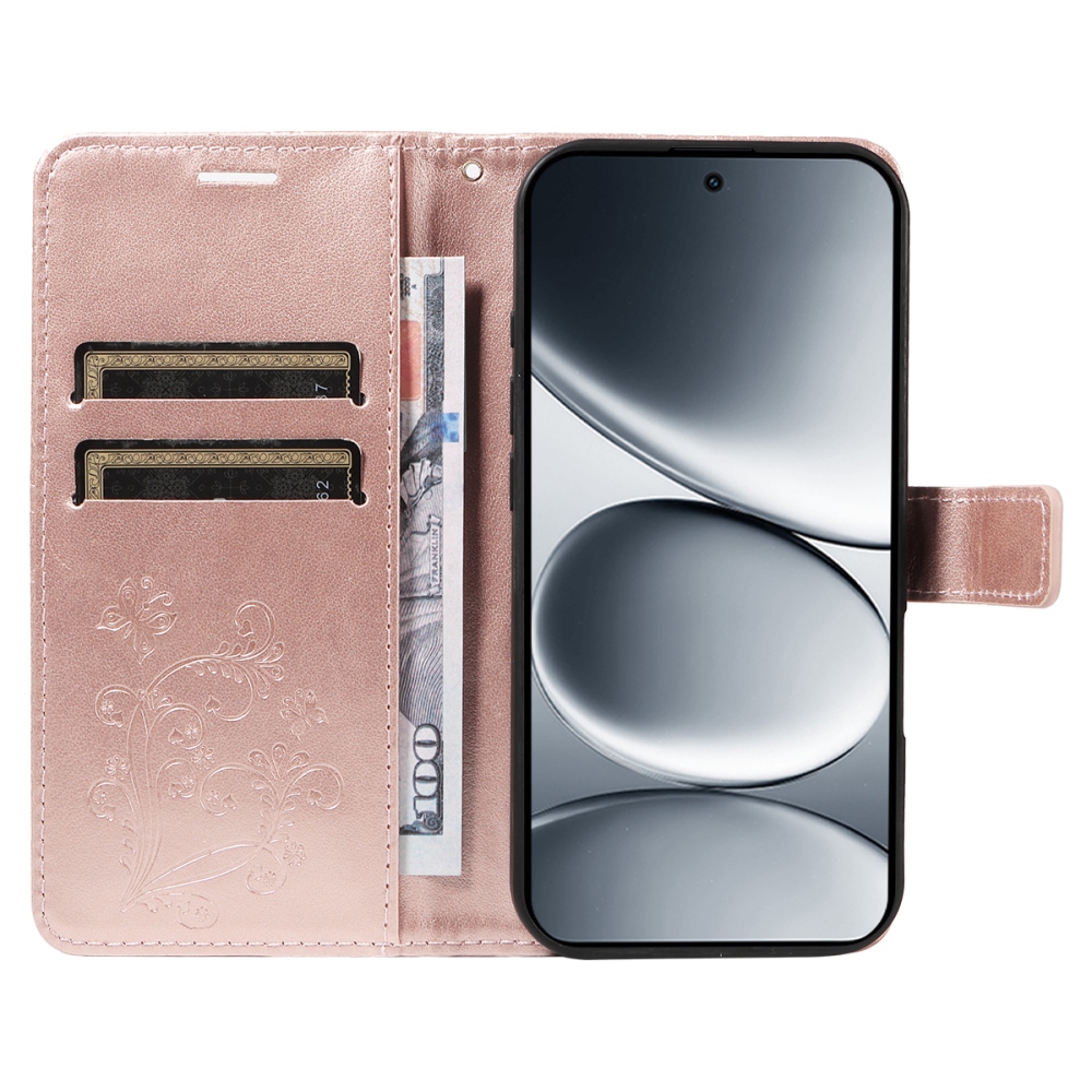 Nagy pillangó könyv tok Xiaomi Redmi Note 15 Pro 5G - rózsa arany