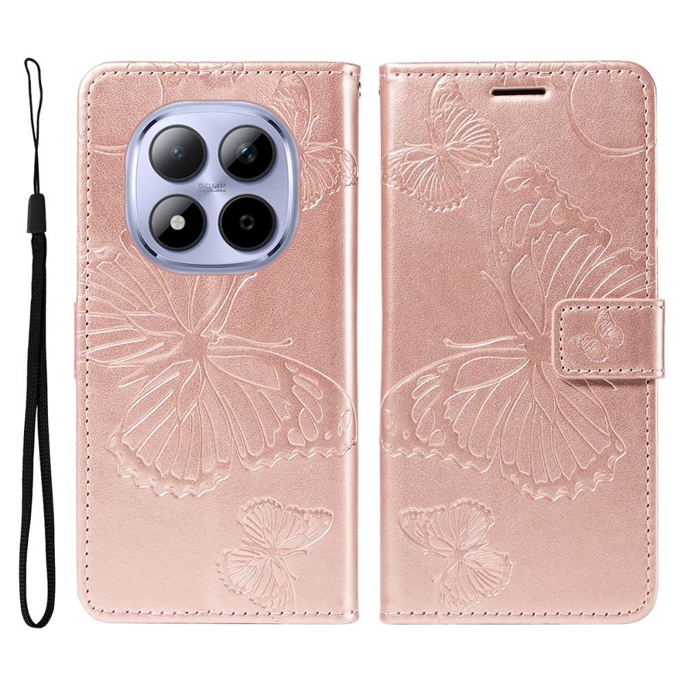 Nagy pillangó könyv tok Xiaomi Redmi Note 15 Pro 5G - rózsa arany