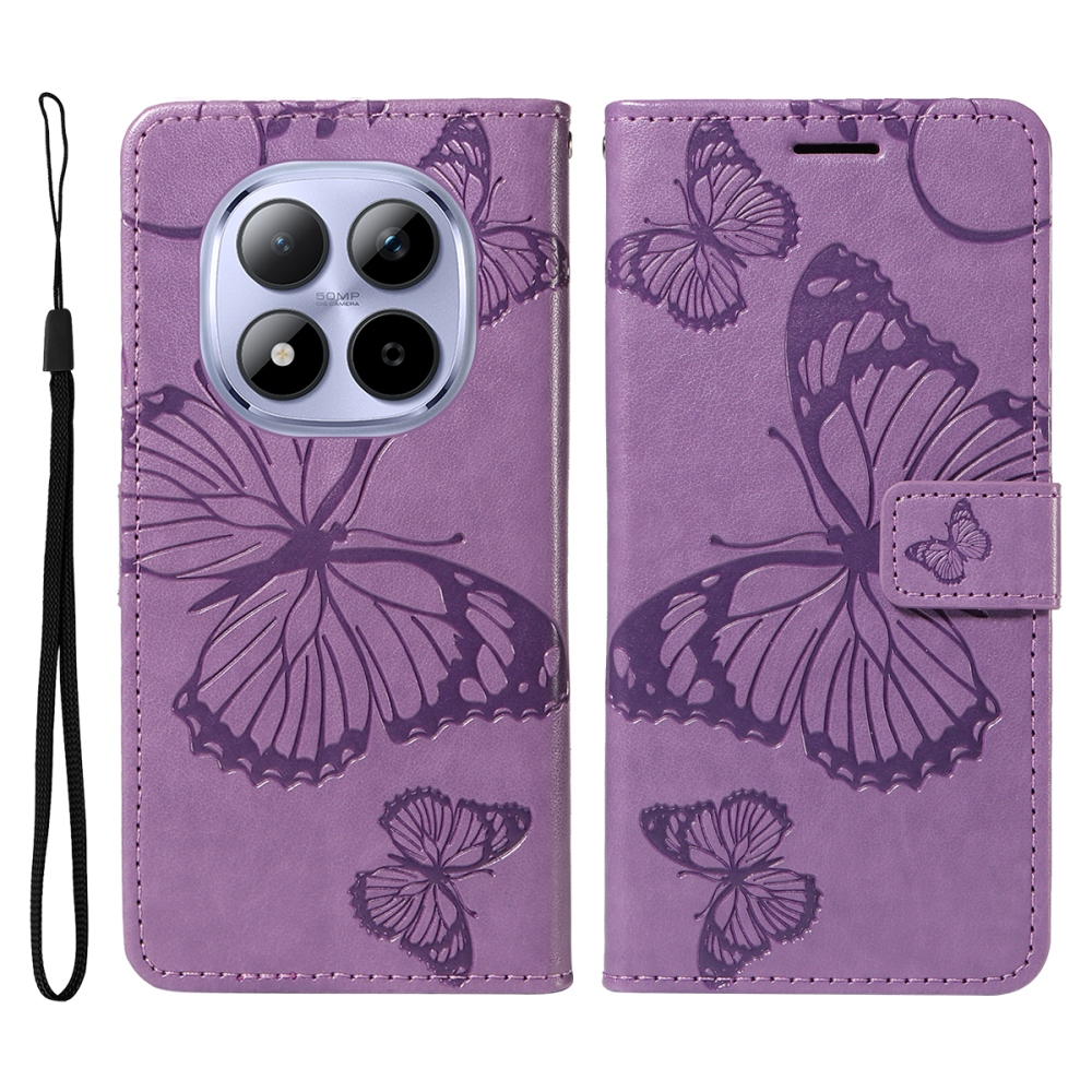 Nagy pillangó könyv tok Xiaomi Redmi Note 15 Pro 5G - világos lila