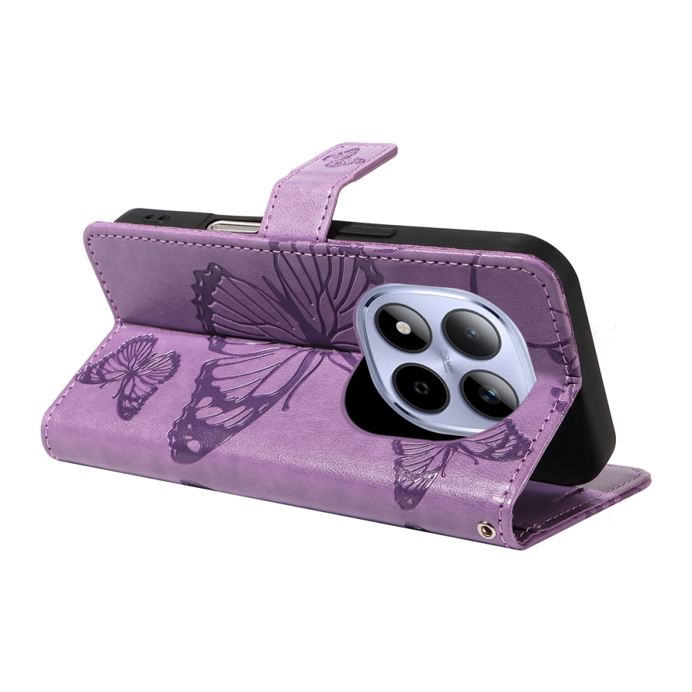 Nagy pillangó könyv tok Xiaomi Redmi Note 15 Pro 5G - világos lila