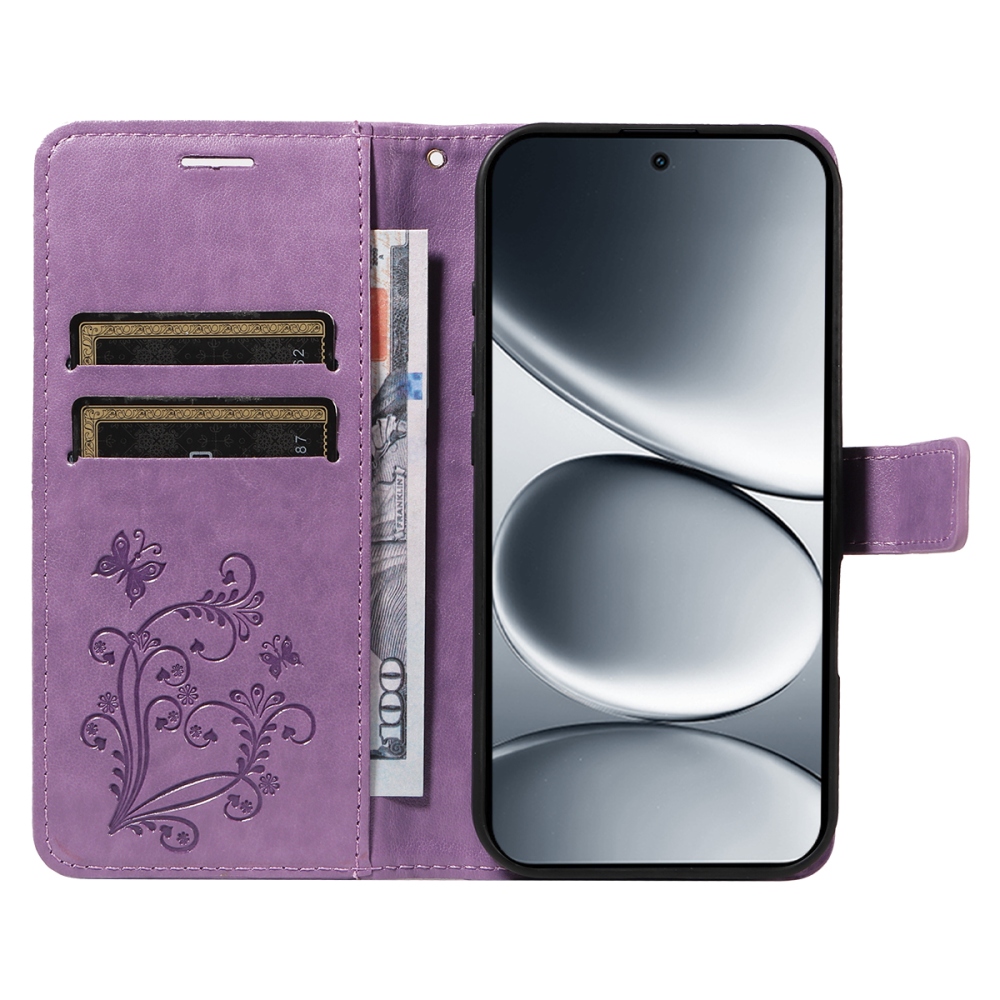 Nagy pillangó könyv tok Xiaomi Redmi Note 15 Pro 5G - világos lila