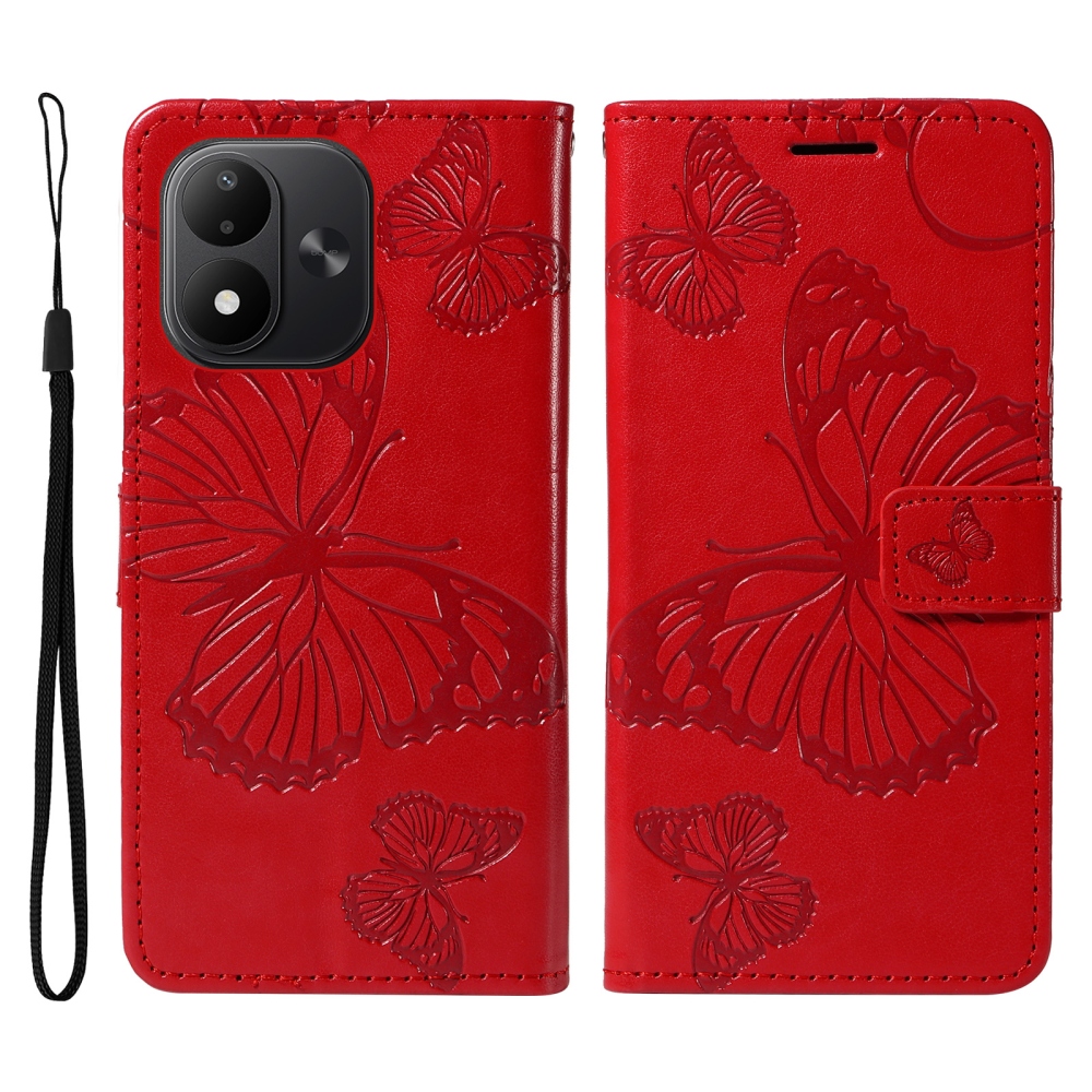Big Butterfly könyvformájú tok a Xiaomi Redmi Note 17 4G/5G-hez – piros