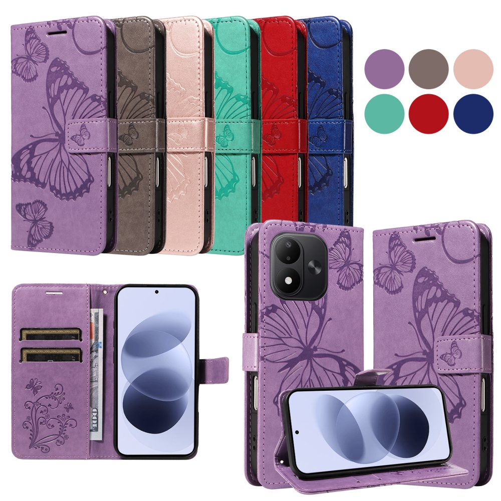 Big Butterfly könyvformájú tok a Xiaomi Redmi Note 17 4G/5G-hez – lila