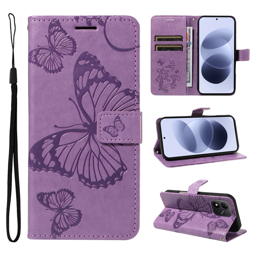 Big Butterfly könyvformájú tok a Xiaomi Redmi Note 17 4G/5G-hez – lila