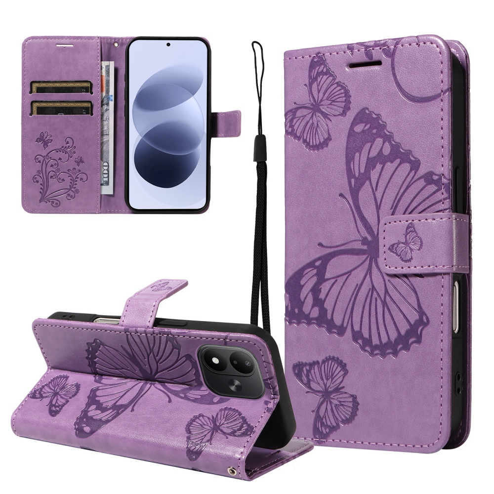 Big Butterfly könyvformájú tok a Xiaomi Redmi Note 17 4G/5G-hez – lila