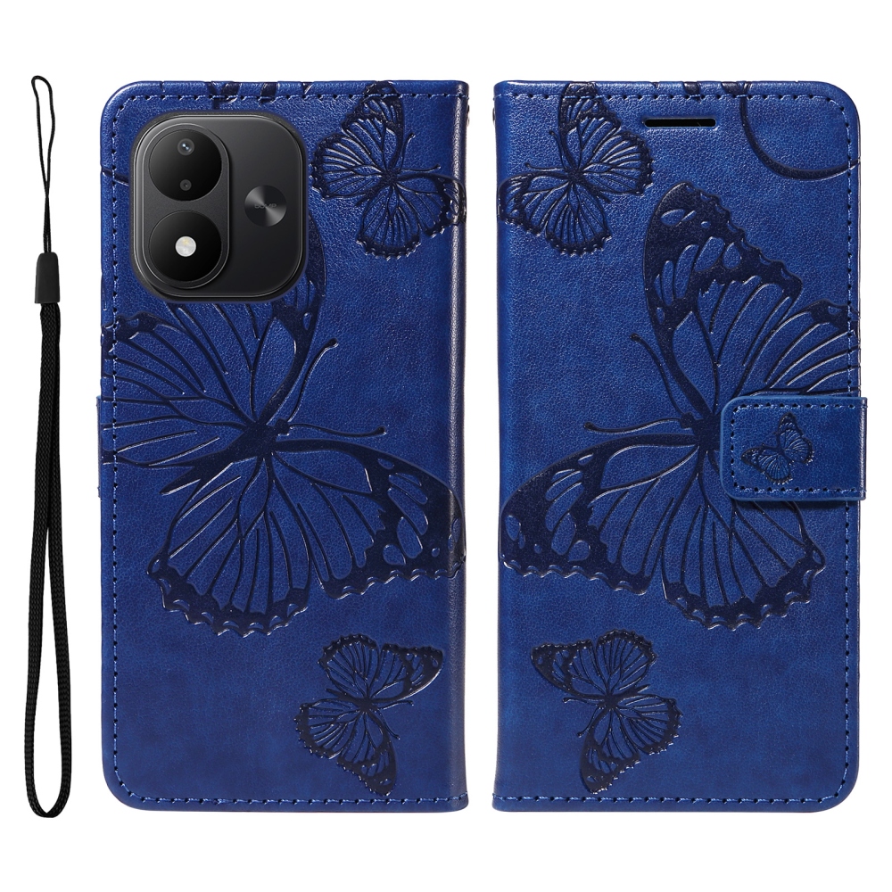 Big Butterfly könyvformájú tok a Xiaomi Redmi Note 17 4G/5G-hez – kék