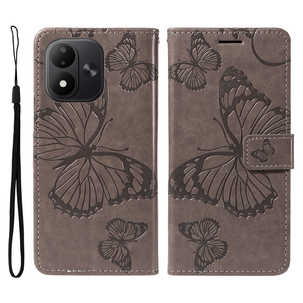 Big Butterfly könyvformájú tok a Xiaomi Redmi Note 17 4G/5G-hez – szürke