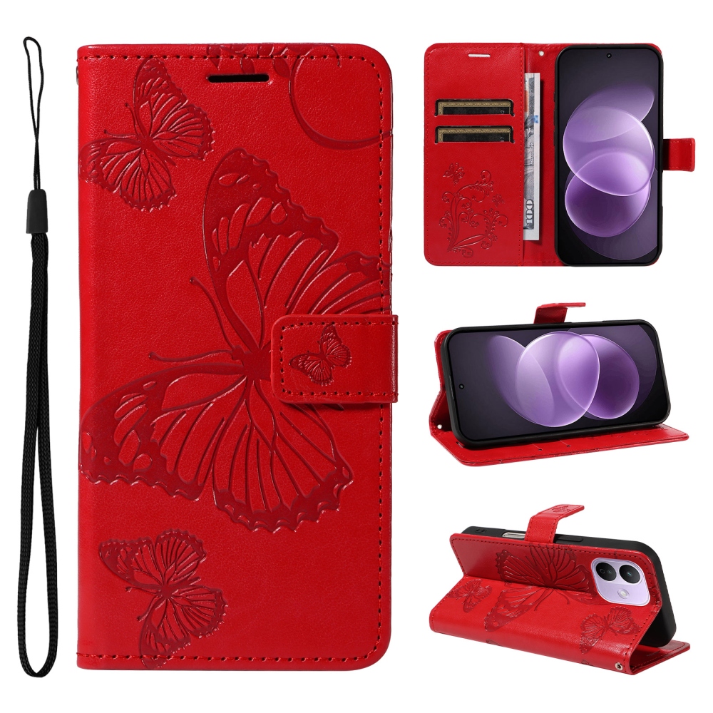 Big Butterfly könyvformájú tok a Xiaomi Redmi Note 17 Pro 5G-hez – piros