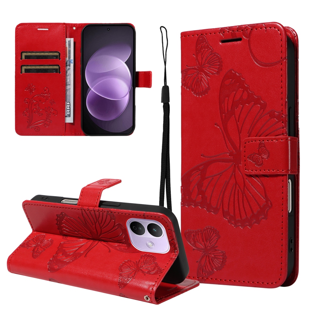 Big Butterfly könyvformájú tok a Xiaomi Redmi Note 17 Pro 5G-hez – piros