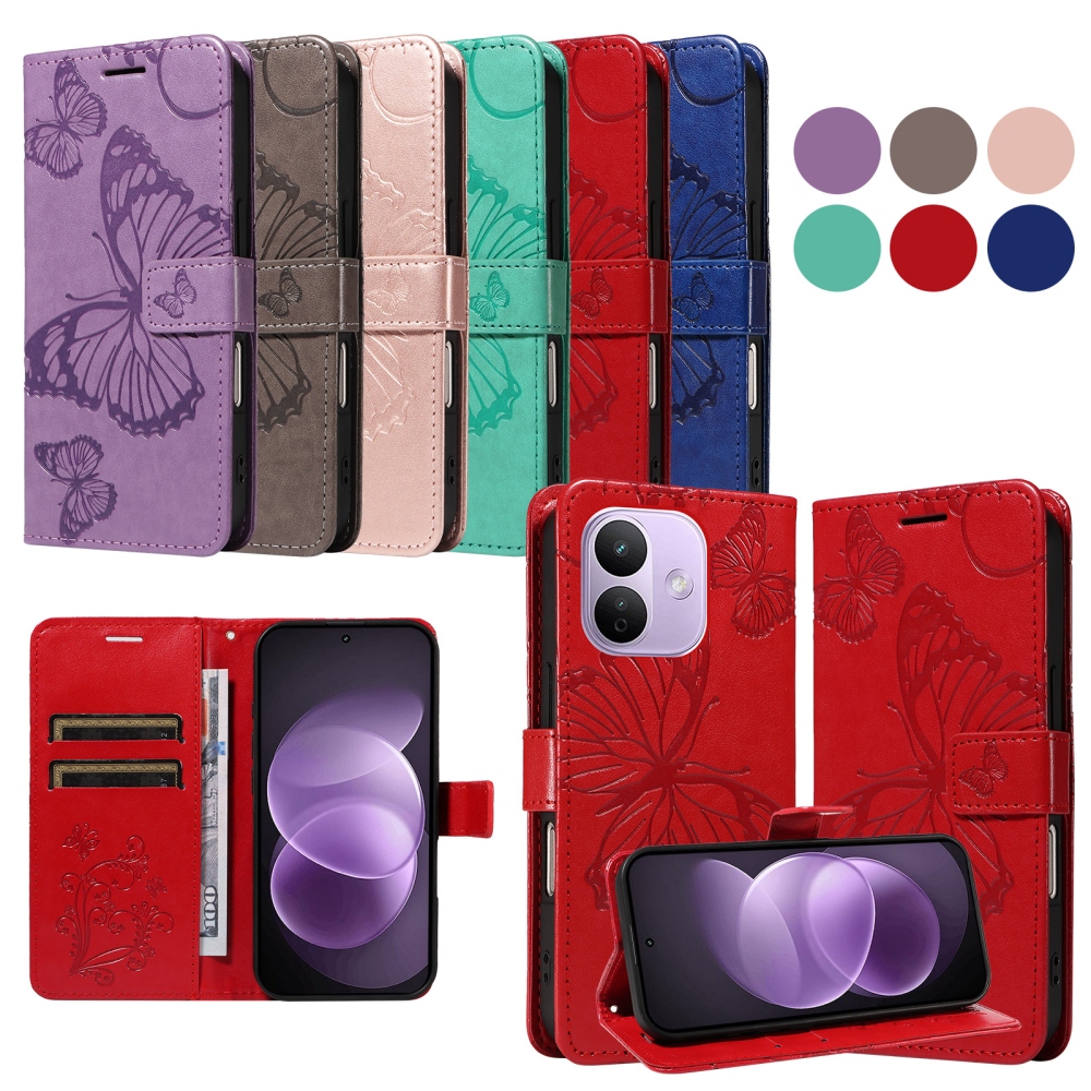 Big Butterfly könyvformájú tok a Xiaomi Redmi Note 17 Pro 5G-hez – piros