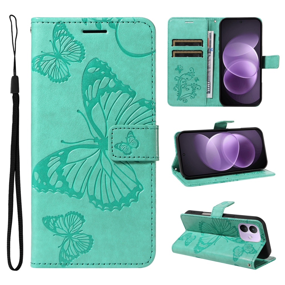 Big Butterfly könyvformájú tok a Xiaomi Redmi Note 17 Pro 5G-hez – kék-zöld