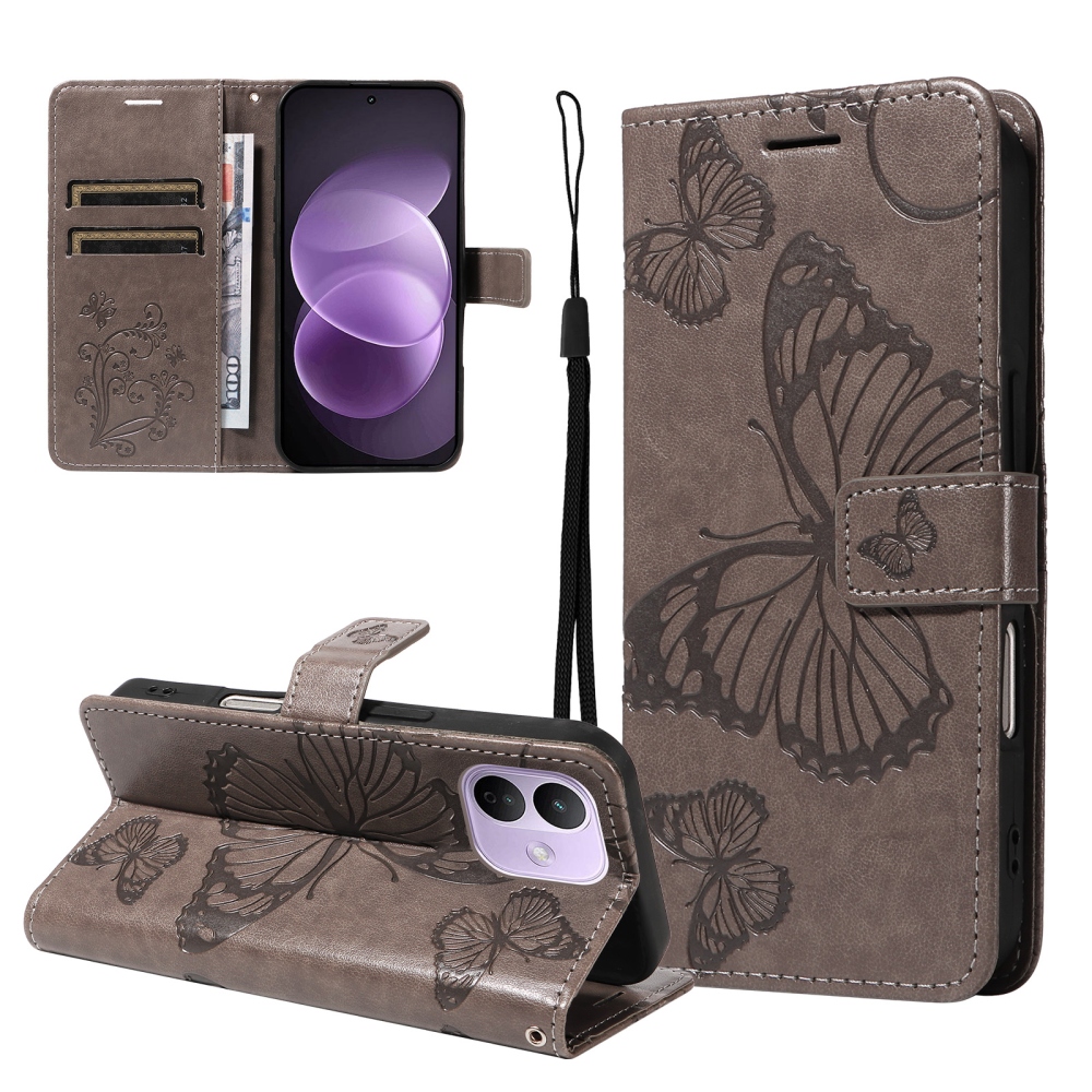 Big Butterfly könyvformájú tok a Xiaomi Redmi Note 17 Pro 5G-hez – szürke