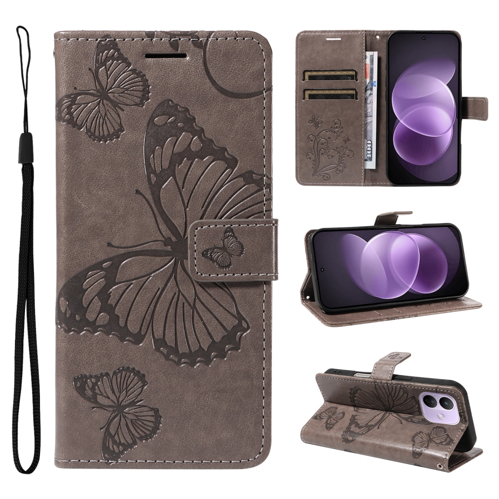 Big Butterfly könyvformájú tok a Xiaomi Redmi Note 17 Pro 5G-hez – szürke