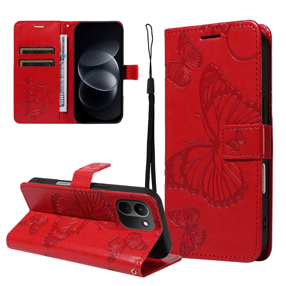 Big Butterfly könyvformájú tok a Xiaomi Redmi Note 17 Pro Max 5G-hez – piros