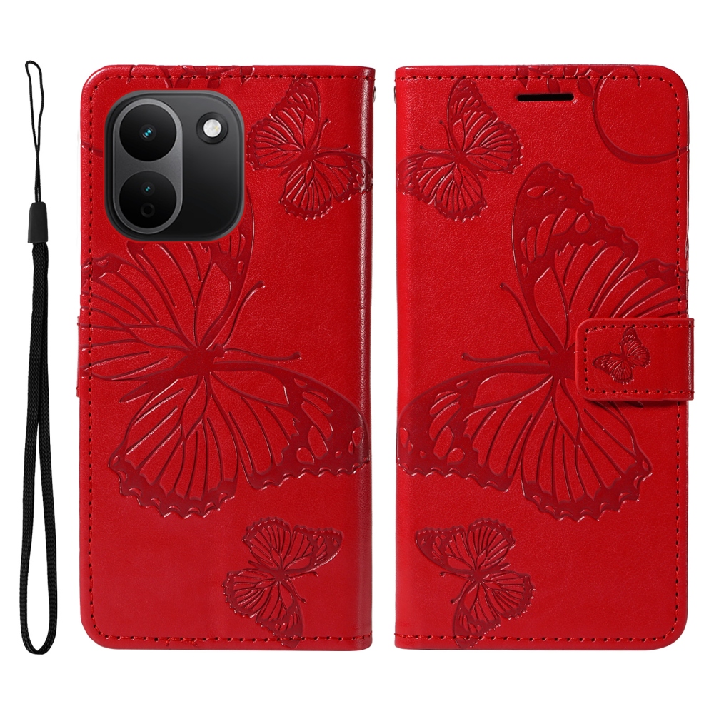 Big Butterfly könyvformájú tok a Xiaomi Redmi Note 17 Pro Max 5G-hez – piros