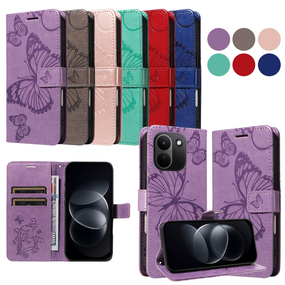 Big Butterfly könyvformájú tok a Xiaomi Redmi Note 17 Pro Max 5G-hez – lila