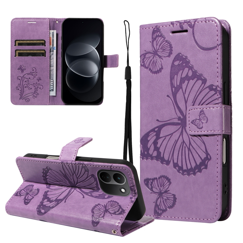 Big Butterfly könyvformájú tok a Xiaomi Redmi Note 17 Pro Max 5G-hez – lila