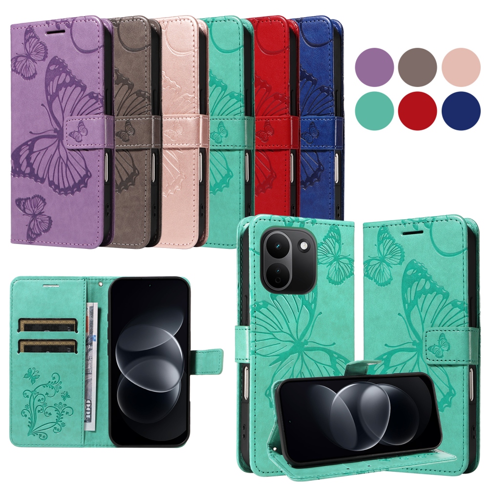 Big Butterfly könyvformájú tok a Xiaomi Redmi Note 17 Pro Max 5G-hez – kék-zöld