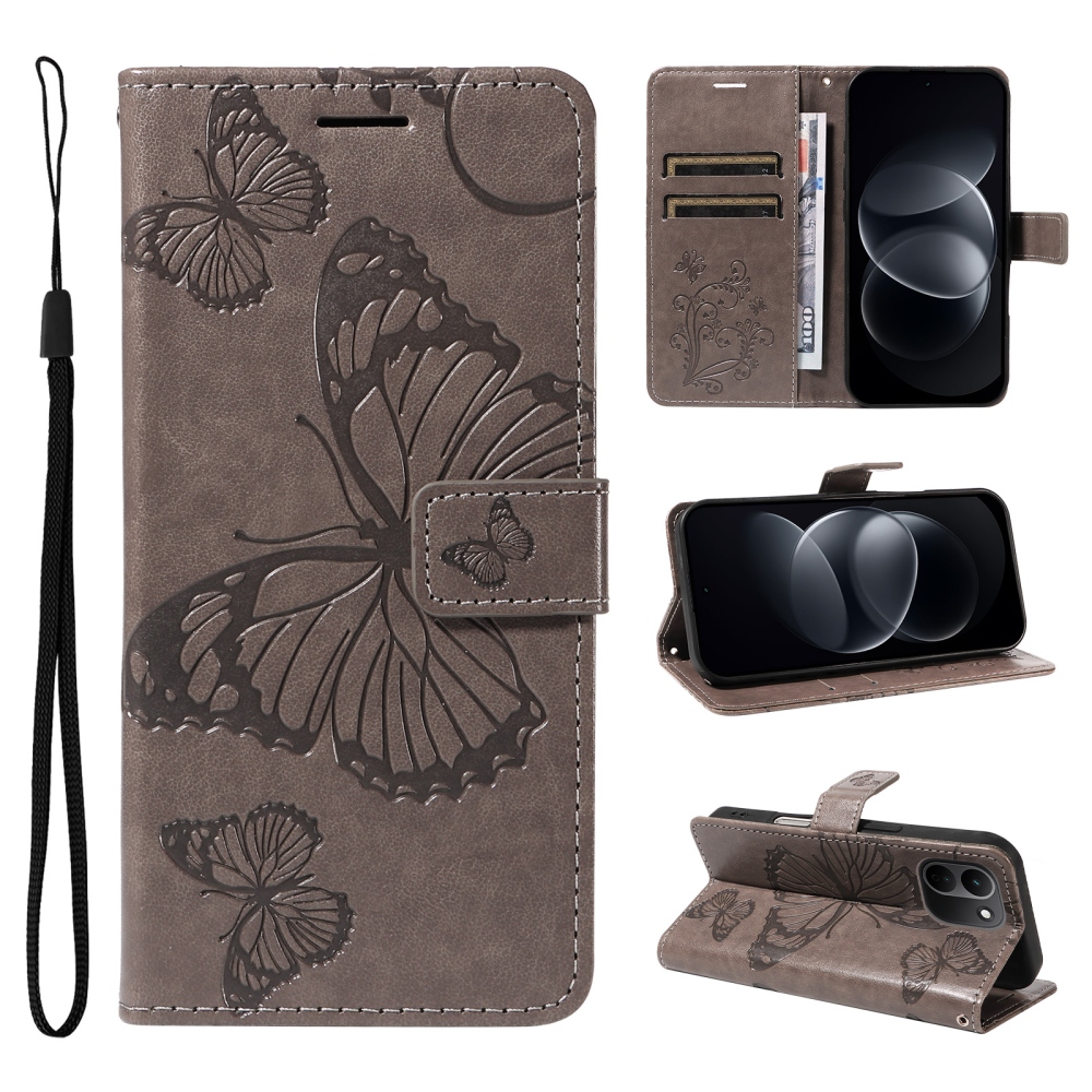 Big Butterfly könyvformájú tok a Xiaomi Redmi Note 17 Pro Max 5G-hez – szürke