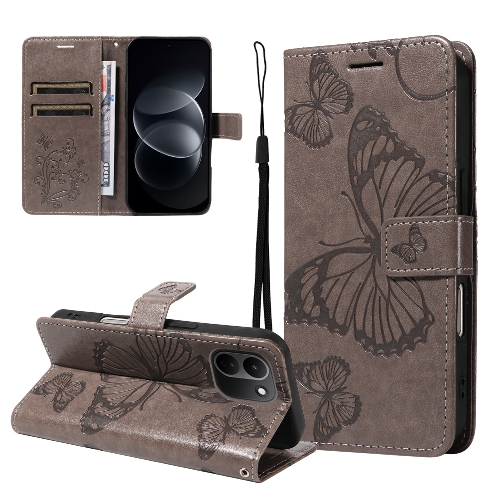 Big Butterfly könyvformájú tok a Xiaomi Redmi Note 17 Pro Max 5G-hez – szürke