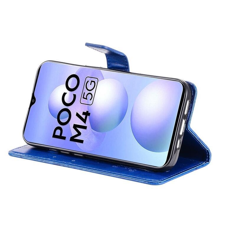 Nagy pillangó pénztárca tok a Xiaomi Poco M4 5G számára - kék