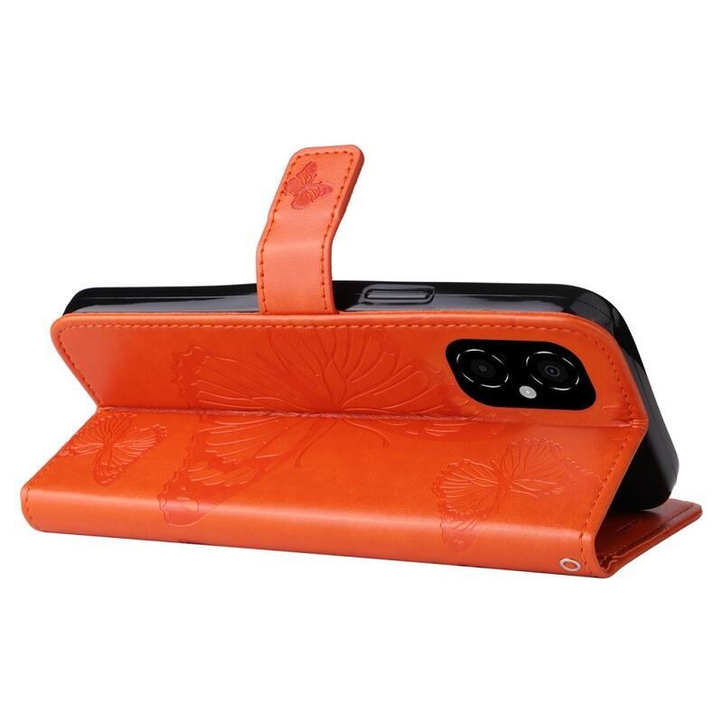 Nagy pillangó pénztárca tok Xiaomi Poco M4 5G - narancssárga