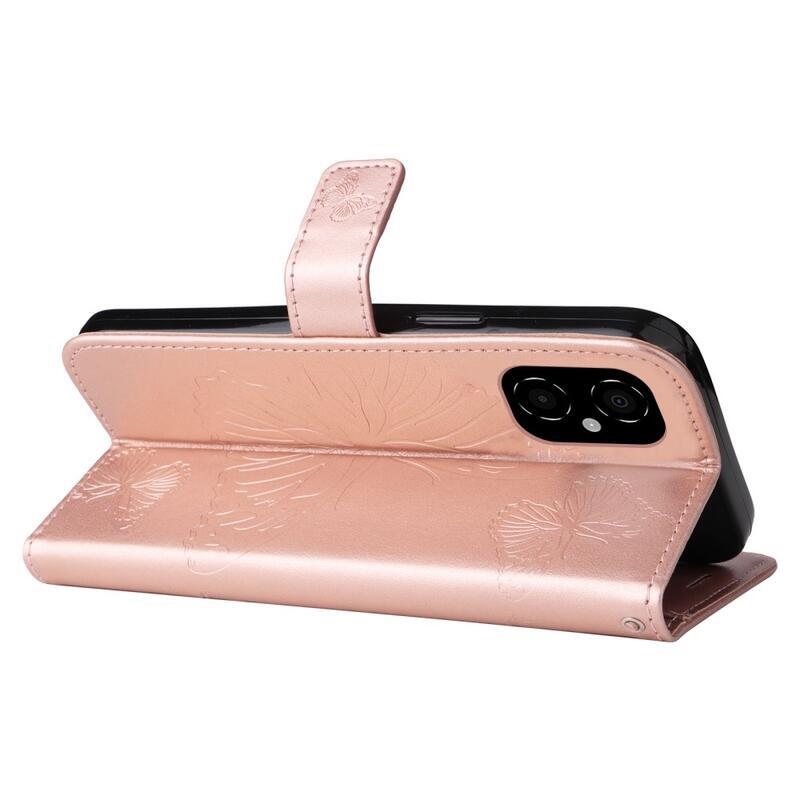 Nagy pillangó pénztárca tok Xiaomi Poco M4 5G - rózsa arany