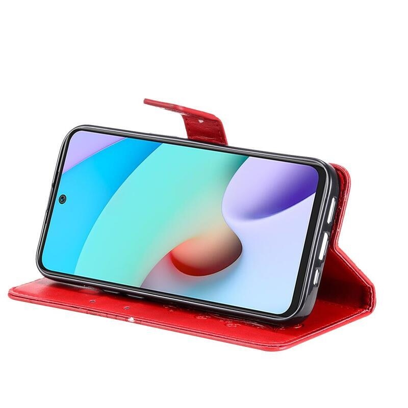 Nagy pillangó PU bőr pénztárca tok Xiaomi Redmi 10/Redmi 10 (2022) - piros