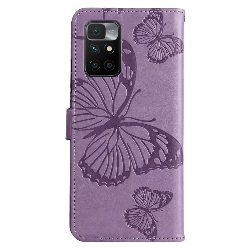 Nagy pillangó PU bőr pénztárca tok Xiaomi Redmi 10/Redmi 10 (2022) - lila