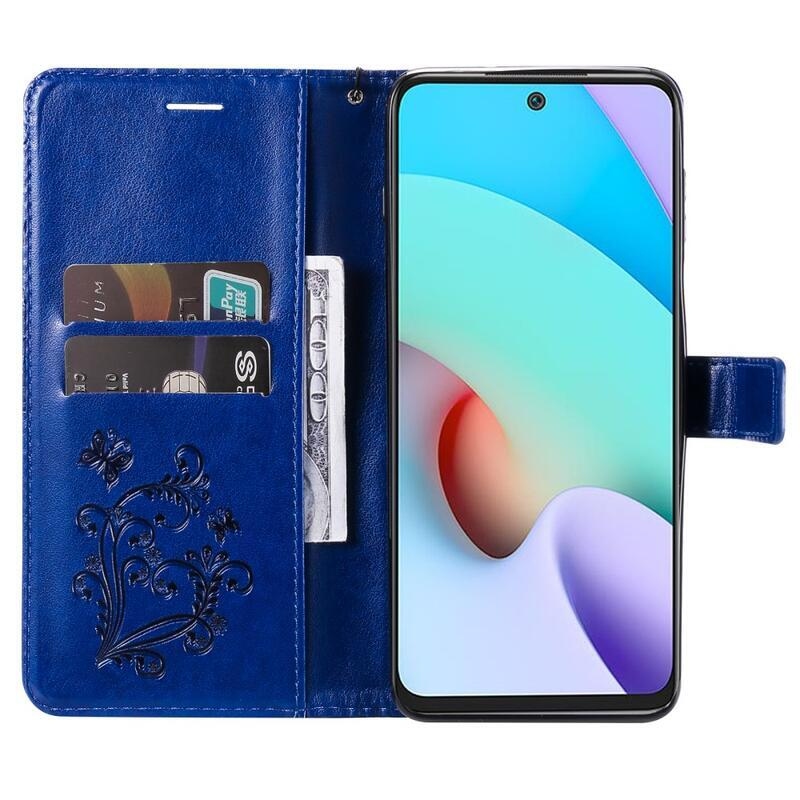 Nagy pillangó PU bőr pénztárca tok Xiaomi Redmi 10/Redmi 10 (2022) - kék