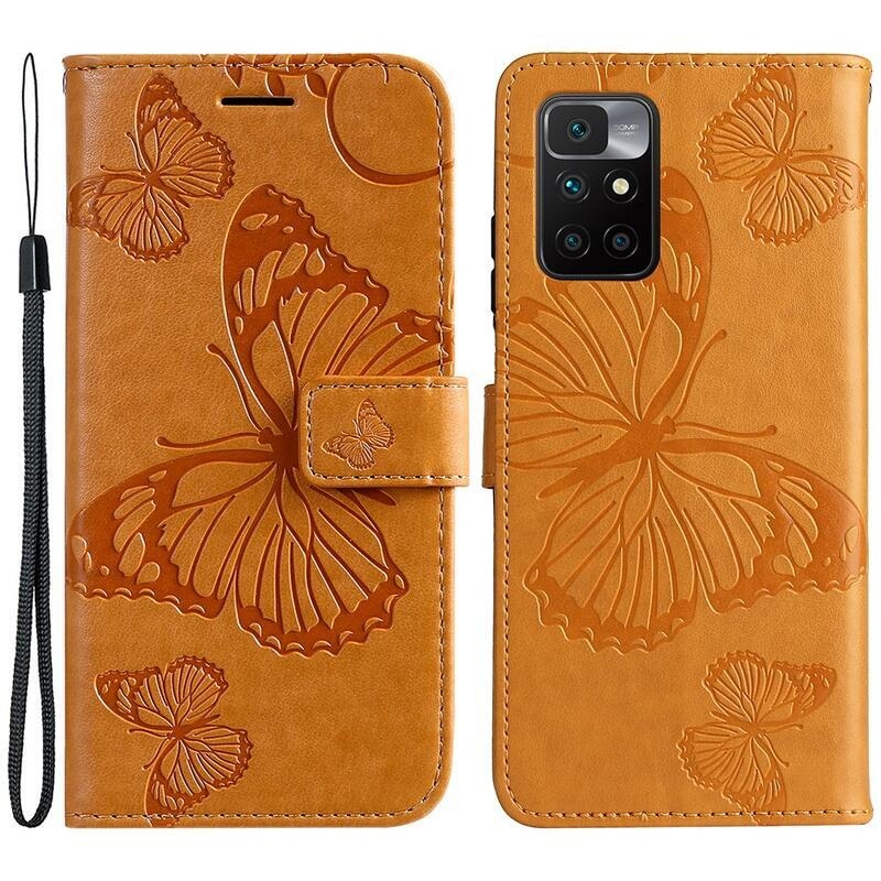 Nagy pillangó PU bőr pénztárca tok Xiaomi Redmi 10/Redmi 10 (2022) - sárga